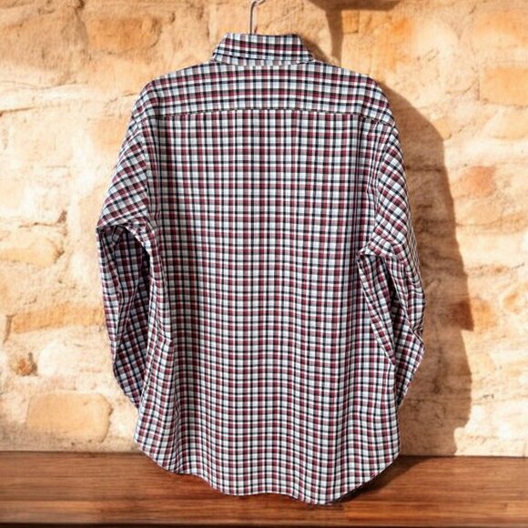 Thomas Dean Men's 100% Cotton Long Sleeve Casual Checkered Button Down Shirt - Picture 2 of 5